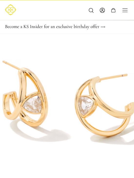 Kendra Scott Jewelry - Kendra Scott Gold Hoop Earrings with Clear Trillion Stone New with tags.